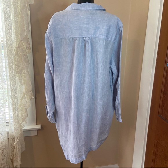 3/$20 Christian Siriano New York designer 100% linen v neck long sleeve top - Picture 7 of 11